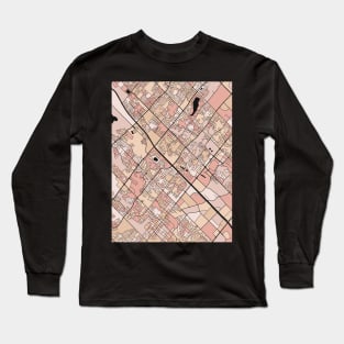 Brampton Map Pattern in Soft Pink Pastels Long Sleeve T-Shirt